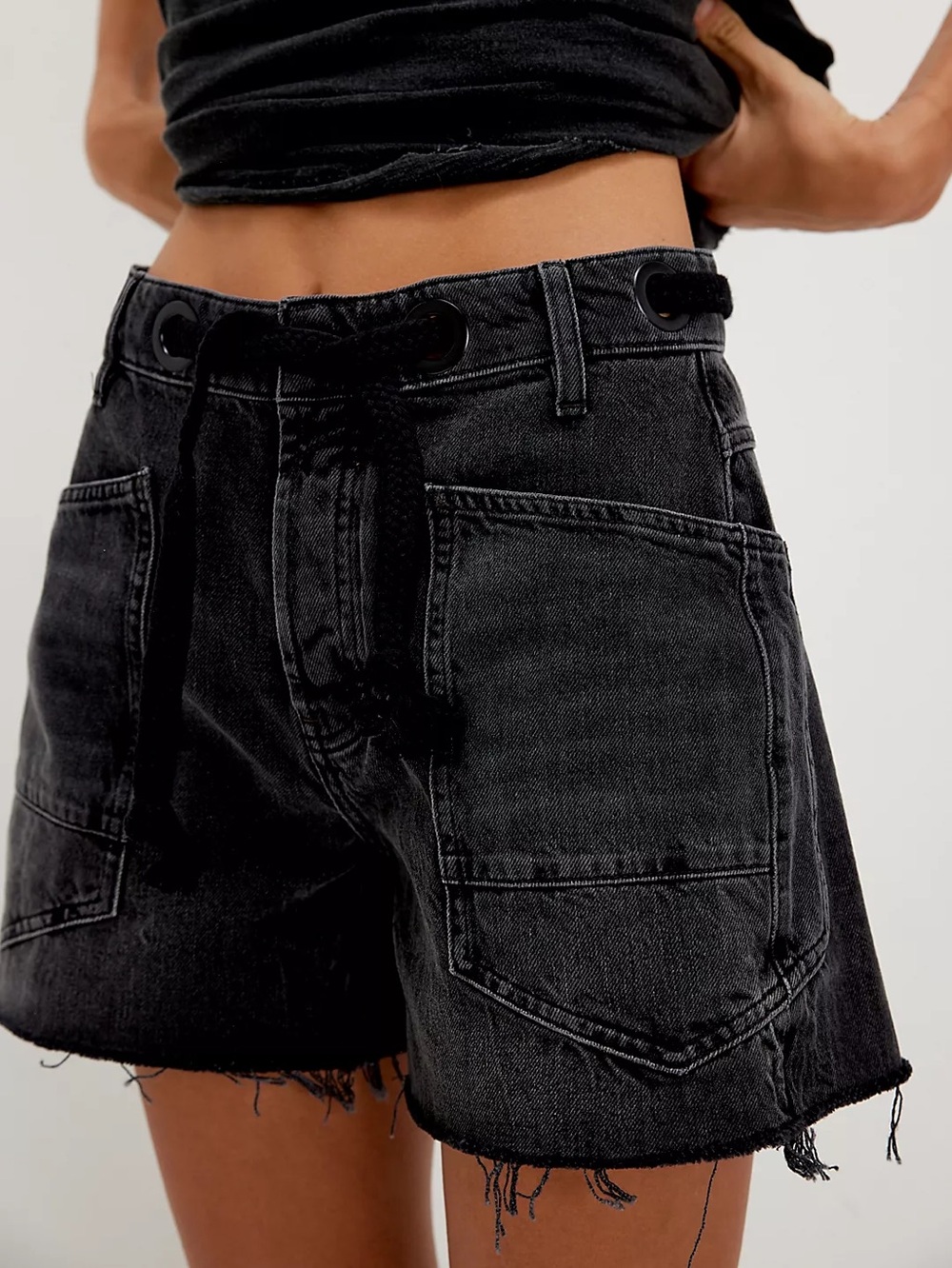 NWT FREE PEOPLE WE THE FREE Moxie Barrel Shorts | Night Hawk MSRP $128 CURRENT